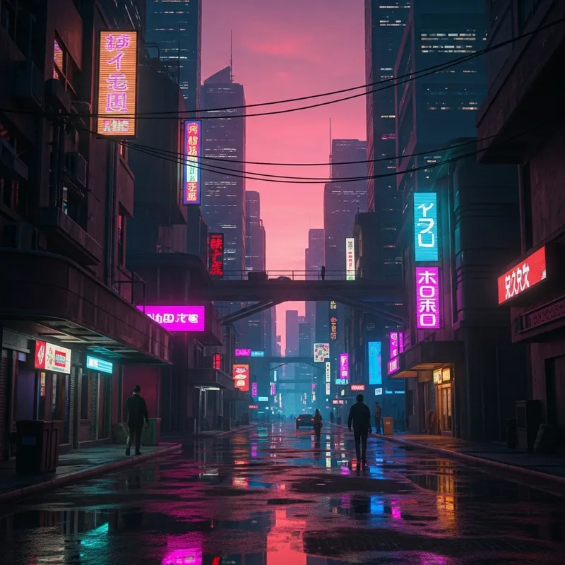 Neon Cyberpunk City at Sunset | Blade Runner Inspired Art Neon Cyberpunk City at Sunset | Blade Runner Inspired Art