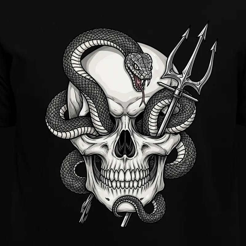 Skull and Snake Design with Trident Shirt | Custom Artwork