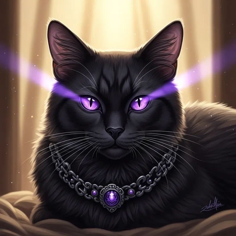 Dark Cat with Violet Eyes - A Captivating Image