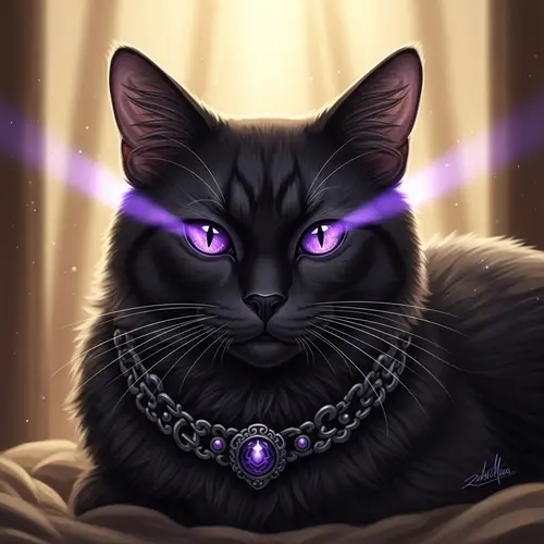 Majestic Feline with Violet Eyes - A Captivating Scene