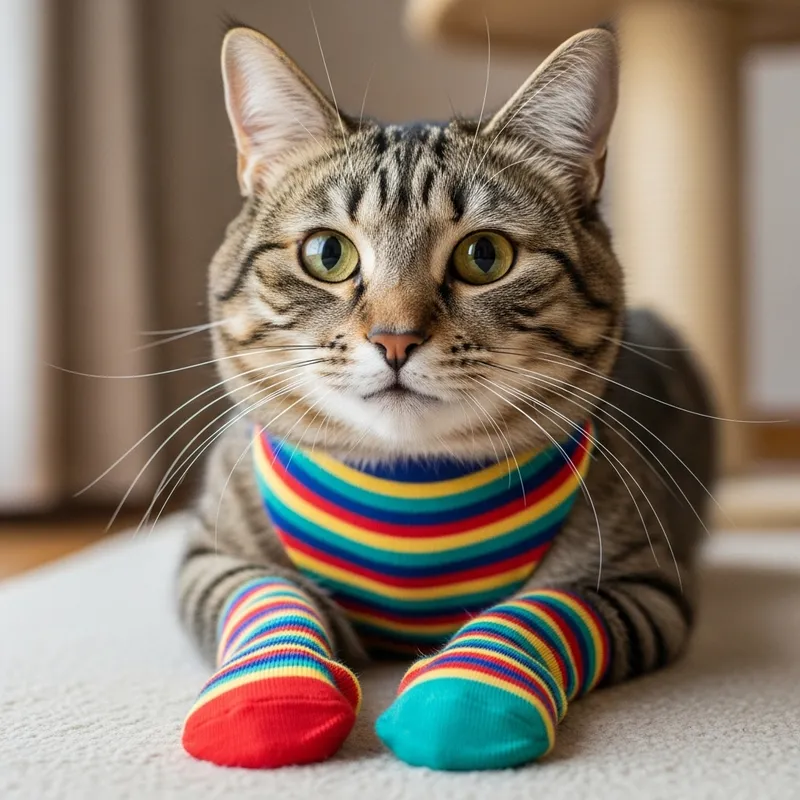 Cute Cat in Colorful Socks
