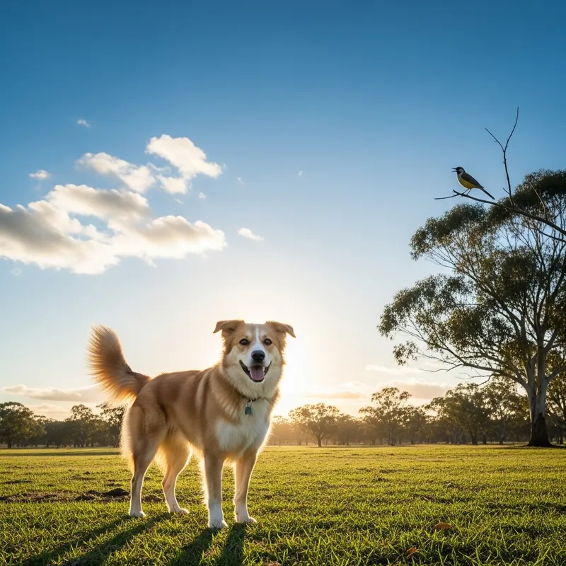 Friendly Dog in Open Field with Bright Eyes