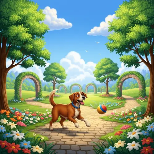 Playful Labrador Retriever Frolicking in Vibrant Park | Dog Joy