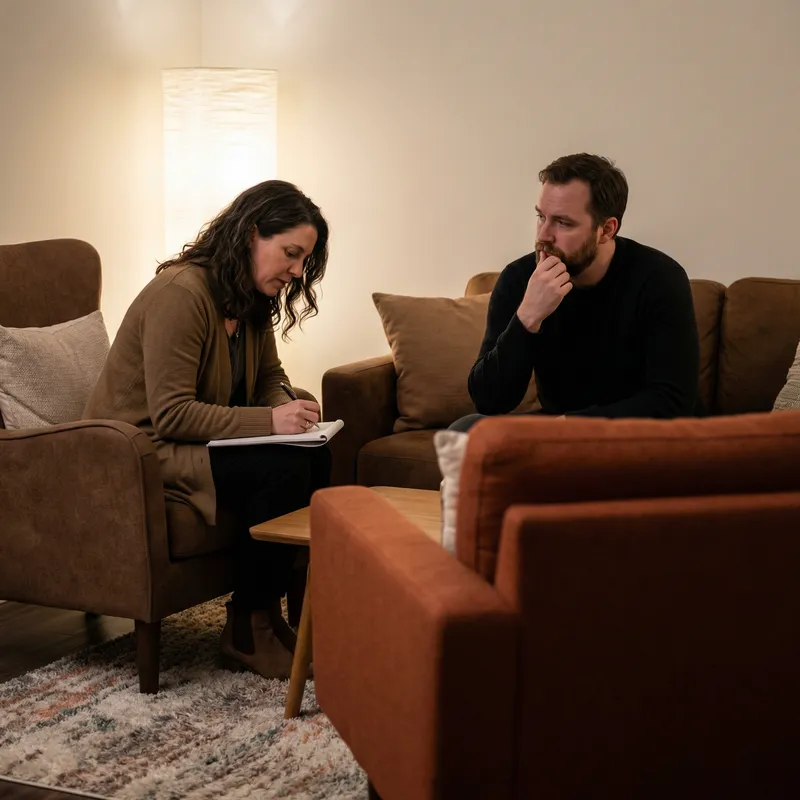 Intimate Therapy Session: Comfort in Dialogue