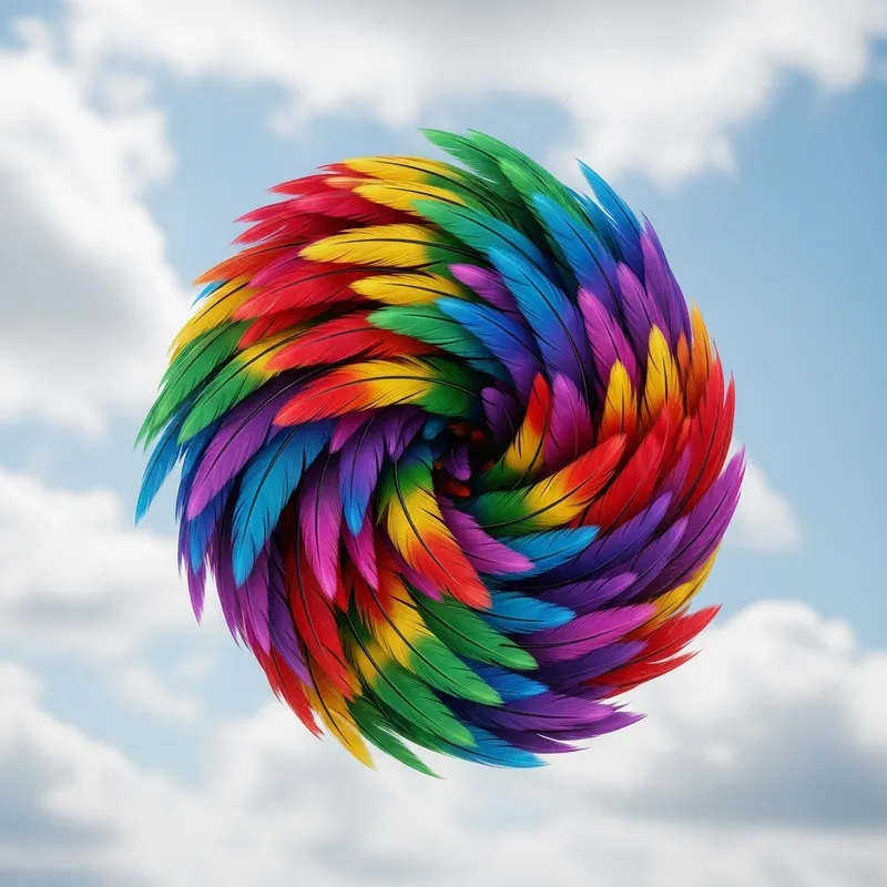 Vivid Rainbow Feather Bundle in Serene Sky