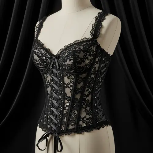 Opulent Black Lace Corset | Victorian Style Elegance