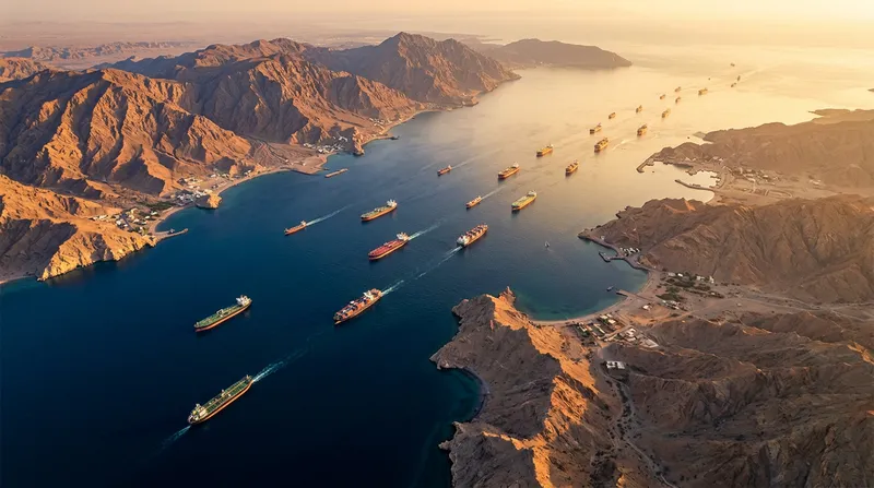 Strait of Hormuz: Aerial View of Strategic Chokepoint Strait of Hormuz: Aerial View of Strategic Chokepoint