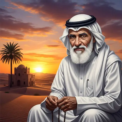 Middle-Eastern Sheikh in Traditional Qatari Attire | Wisdom & Faith