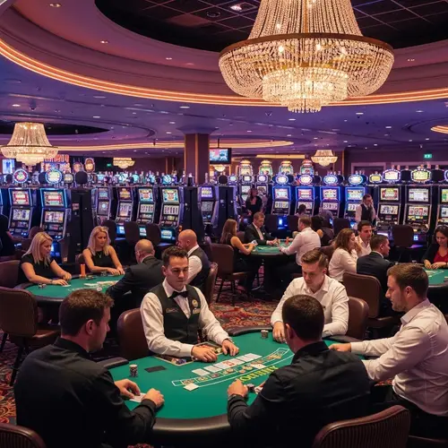 Neon Glam Casino Scene - Exciting and Glamorous Entertainment