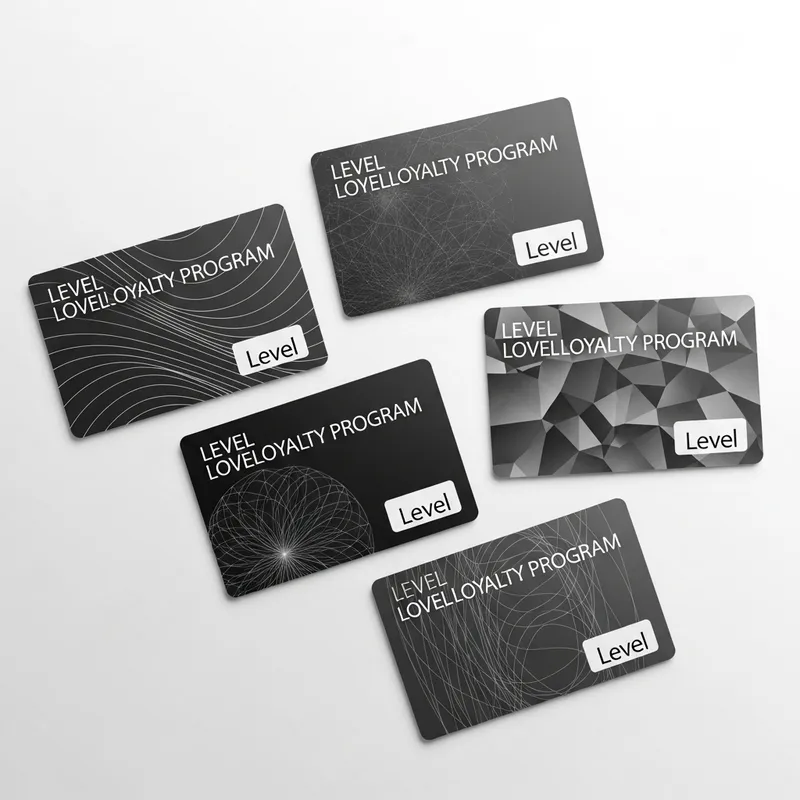 Monochrome Loyalty Program Cards: Four Levels, Elegant Design
