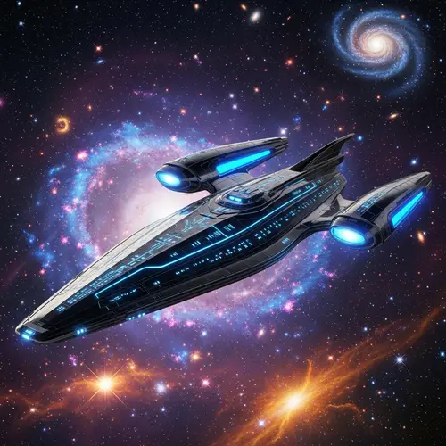 Futuristic Spaceship in Stellar Cosmos | Advanced Technology Design