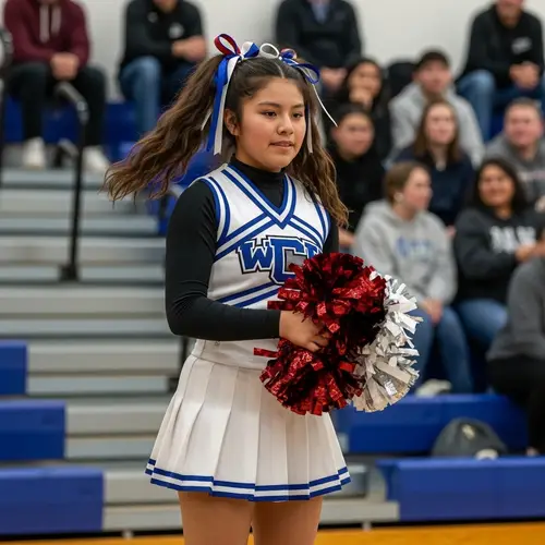 Native American Cheerleader at Middle School Game