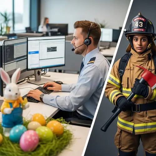 Call Center Operator & Firefighter Celebrate Easter Together