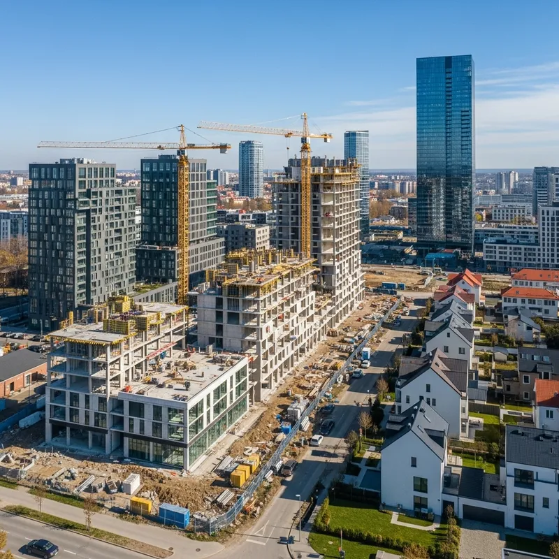Aerial View of Modern Construction Site