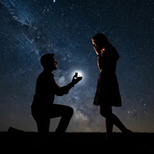 Romantic Starlit Proposal Scene | Emotional Surprise Under Moonlight