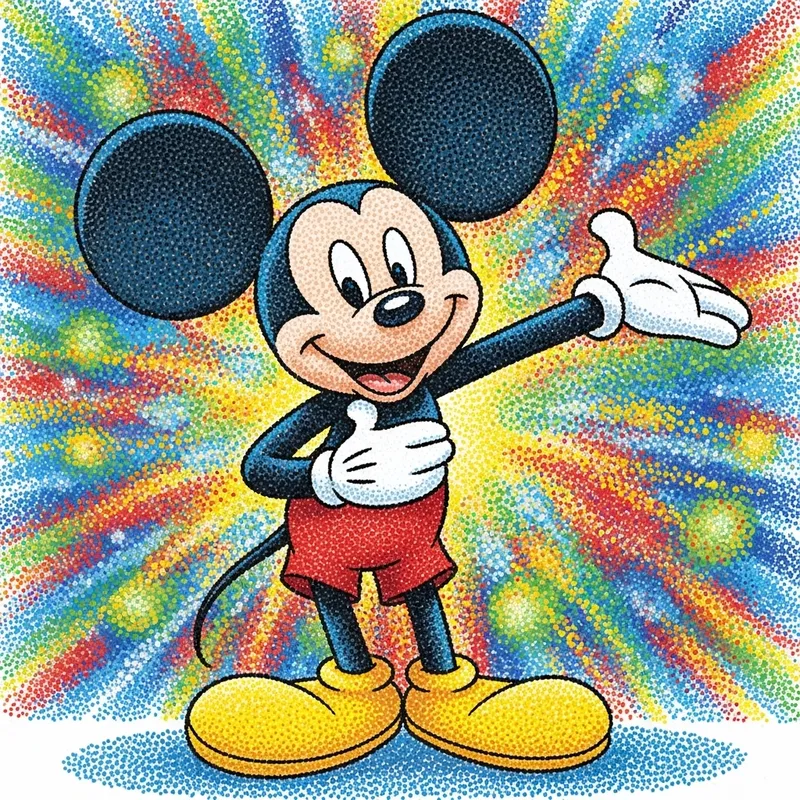 Mickey Mouse Pointillism Art