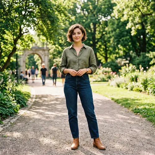 Elegant Young Woman in Tranquil Park | Style & Intelligence