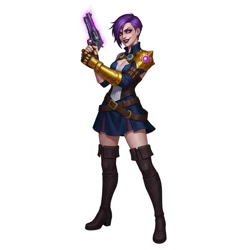 Jinx: Defiant Steampunk Pixie with Purple Hair