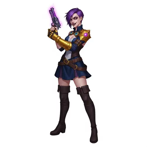 Jinx: Defiant Steampunk Pixie with Purple Hair