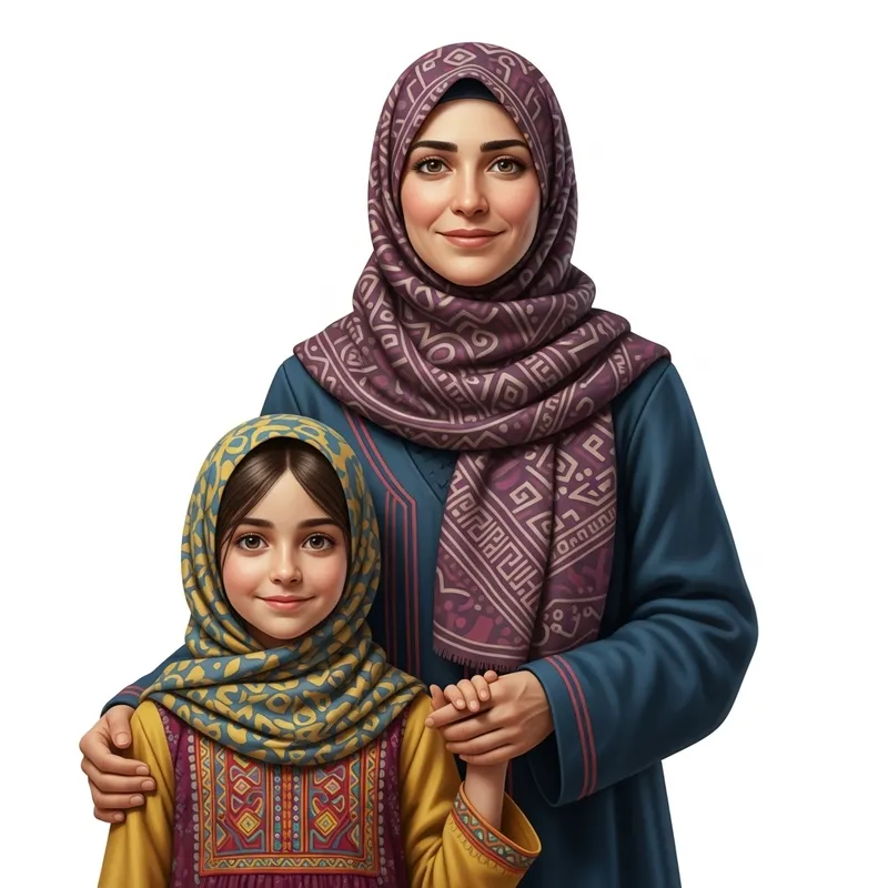 Muslim Mother and 12-year-old Daughter Portrait