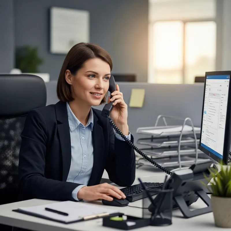 Female Customer Care Executive Making a Call in Office