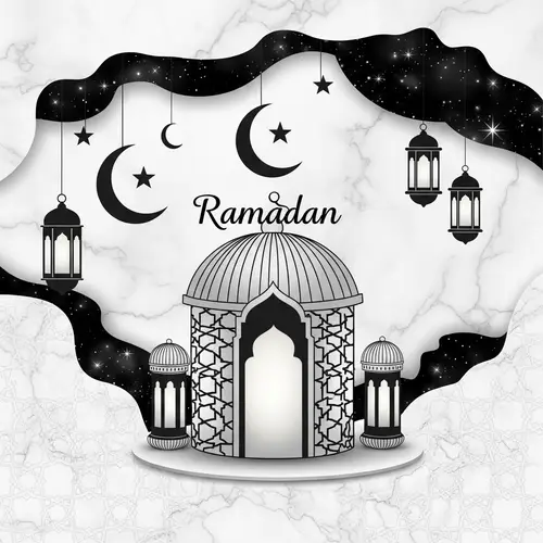 Beautiful White, Marble Gray, and Black Ramadan Backgrounds