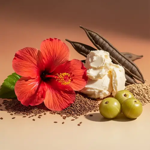 Vibrant Hibiscus Flower, Shea Butter & Herbs HD Background