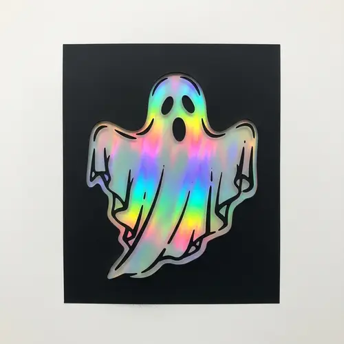 Black and White Ghost Stencil with Holographic Interior