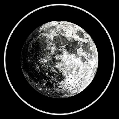 Seventeenth-Century Moon Engraving in a Circle