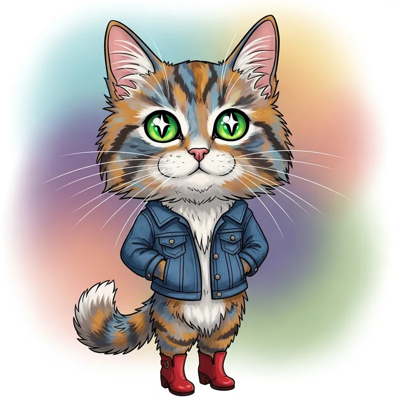 Stylish Cat in Clothes | Cartoon Illustration