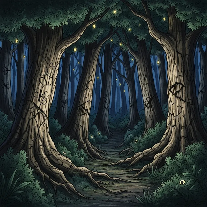 Dark Forest Watercolor: Mystical Nightscape Art