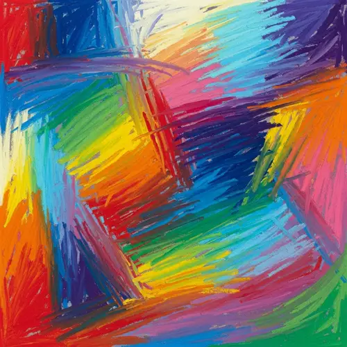 Vivid Abstract Artwork with Dynamic Colors | Oil Pastel Painting
