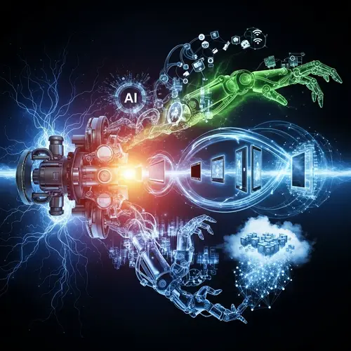 Technological Transformation Image: AI, IoT, Robotics & Cloud Computing