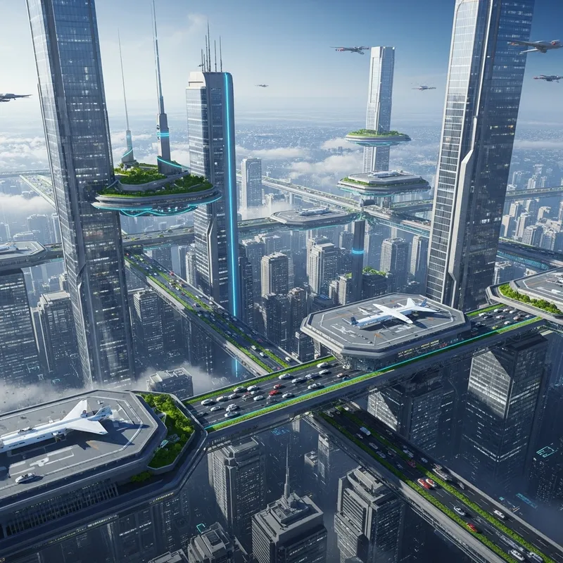 Futuristic Cityscape: Flight-Inspired Urban Airscape