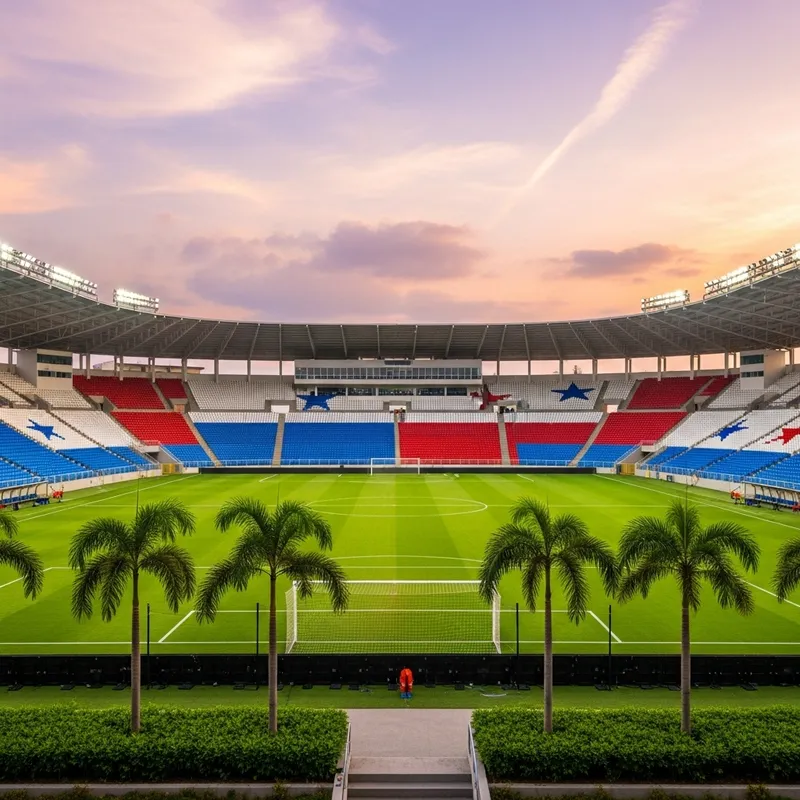 Panama-Inspired Football Stadium in Tropical Setting