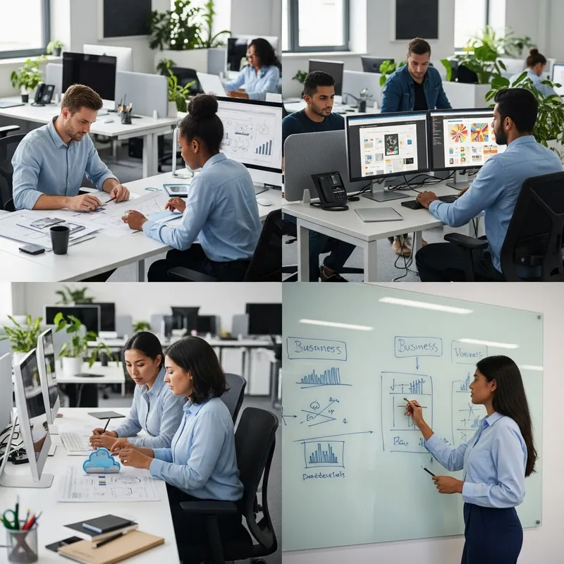 Diverse Coworking Space with Professionals Working Together