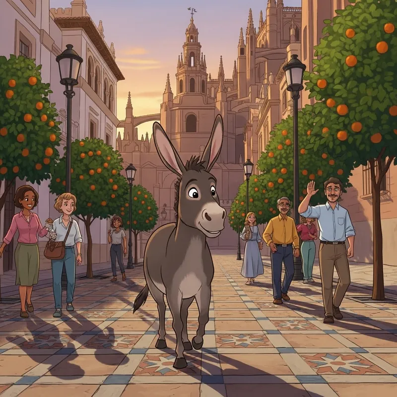 Donkey Animation in Seville's Streets