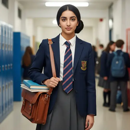 Middle-Eastern High School Student in Traditional Uniform