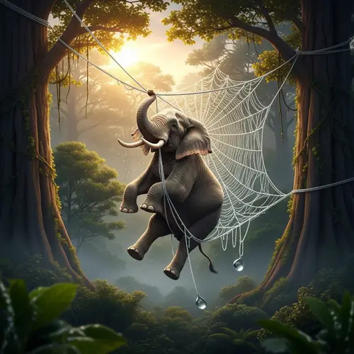 Elephant Swinging on a Spider's Web Fun!