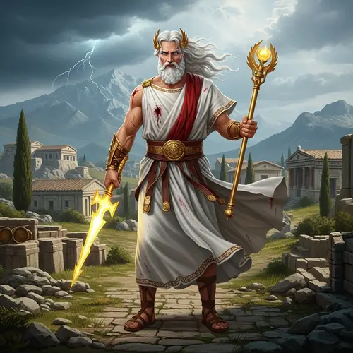 Zeus in Age of Mythology: Epic Scene Depicting the Powerful Deity