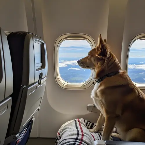 Dog in Airplane Enjoying Scenic Flight | Travel Excitement
