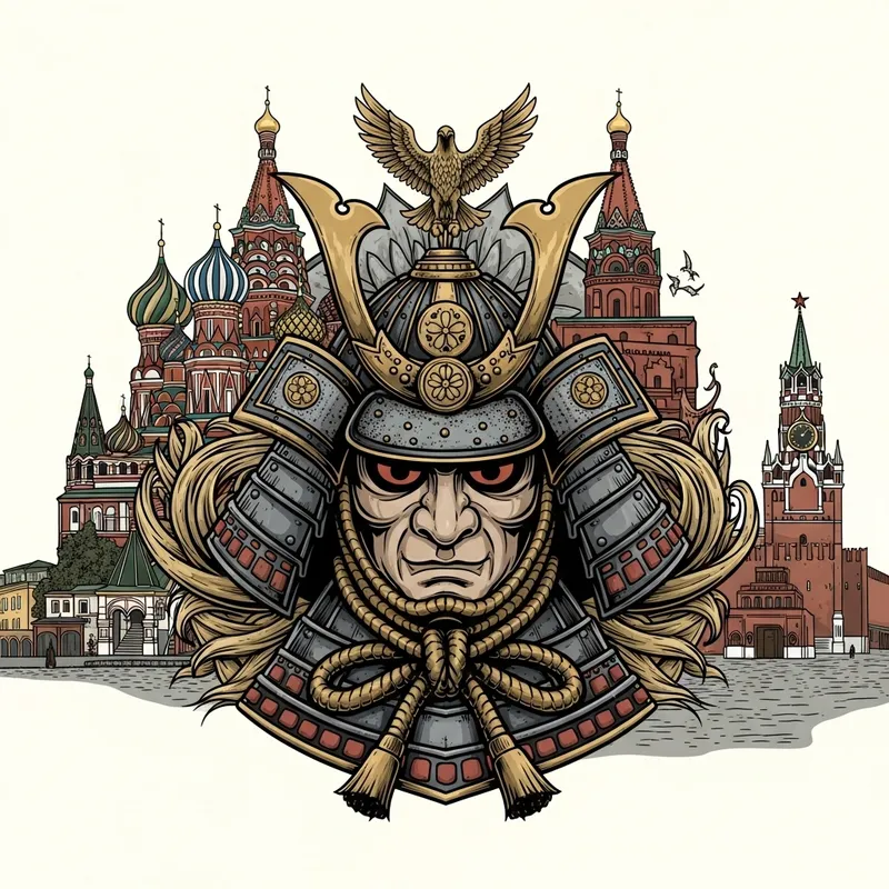Samurai Head Logo Inspired by Moscow's Heritage