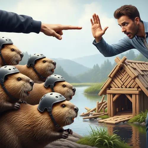 Beavers in Helmets Defend Against Human Hands