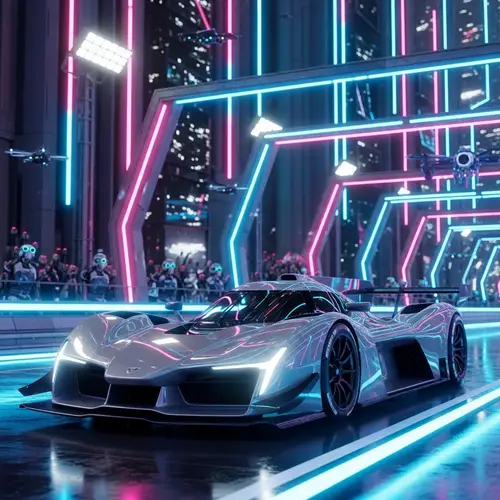 Futuristic Race Car Design in Neon City | Electrifying Scene