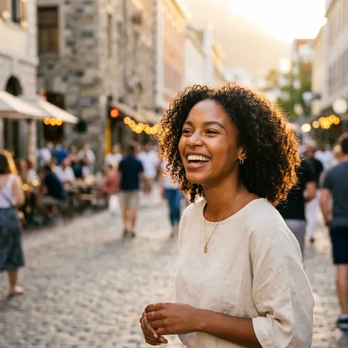 Vibrant Young Model Candid Headshot in Urban Setting