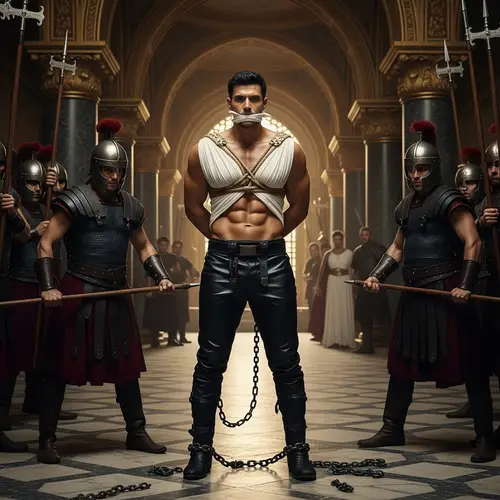 Dramatic Arrest of a Muscular Caucasian Prince by Palace Guards