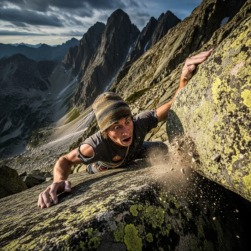 Person Climbing Mountain Hits Head on Boulder