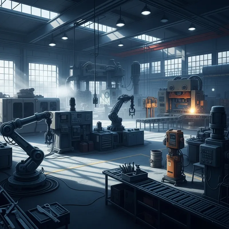 Abstract January Factory Scene | Winter Machinery Display Abstract January Factory Scene | Winter Machinery Display