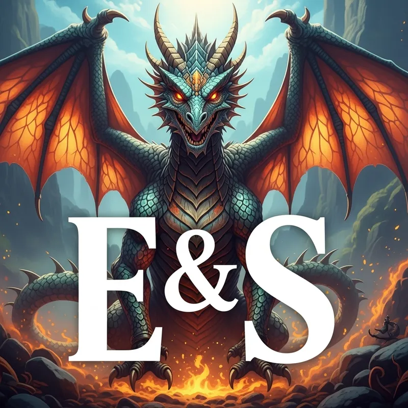 Modern Dragon Art featuring Letters E and S | Intricate Details