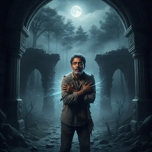 Captivating Scene of a Trapped South Asian Man in Mysterious Place